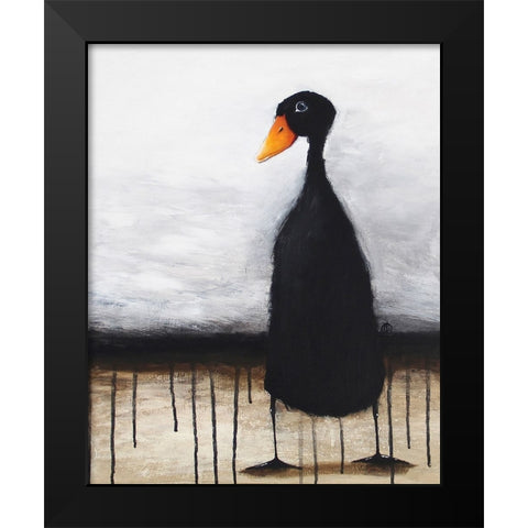 The Black Duck Black Modern Wood Framed Art Print by Stewart, Lucia