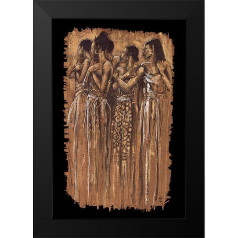 Sisters in Spirit Black Modern Wood Framed Art Print by Stewart, Monica