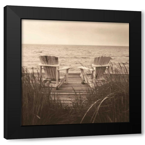 Beach Chairs Black Modern Wood Framed Art Print by Triebert, Christine