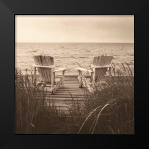 Beach Chairs Black Modern Wood Framed Art Print by Triebert, Christine
