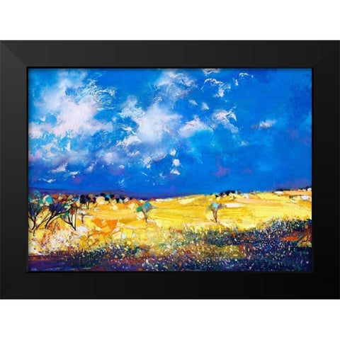 Canola Flowers Black Modern Wood Framed Art Print by Turton, John