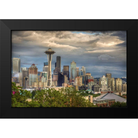 Seattle Black Modern Wood Framed Art Print by Taite, Larry J.