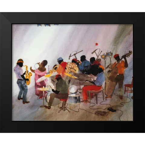 Wild Women Donaâ‚¬â„¢t Have the Blues Black Modern Wood Framed Art Print by Tanaka, Jim