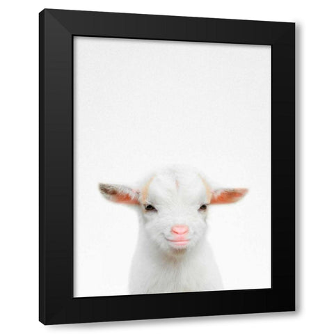 Baby Goat Black Modern Wood Framed Art Print by Tai Prints