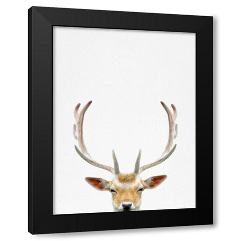 Deer Black Modern Wood Framed Art Print with Double Matting by Tai Prints