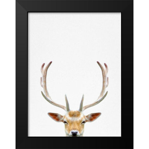 Deer Black Modern Wood Framed Art Print by Tai Prints