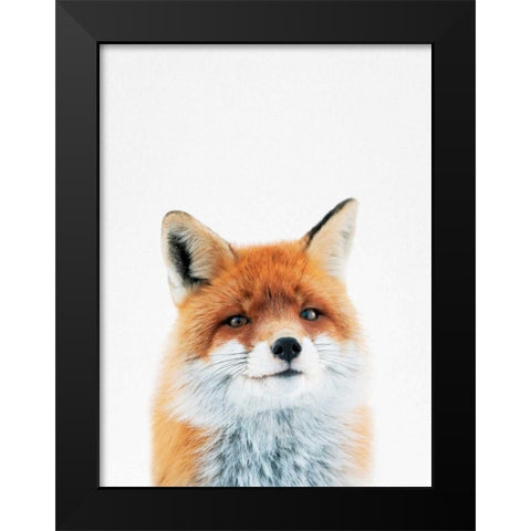 Fox Black Modern Wood Framed Art Print by Tai Prints