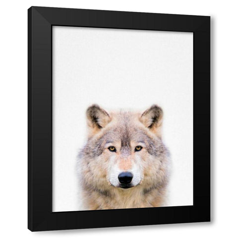 Wolf Black Modern Wood Framed Art Print with Double Matting by Tai Prints
