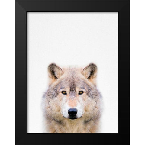 Wolf Black Modern Wood Framed Art Print by Tai Prints