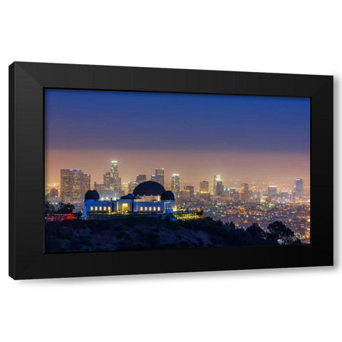 L.A. Skyline with Griffith Observatory Black Modern Wood Framed Art Print by Toby Harriman Visuals