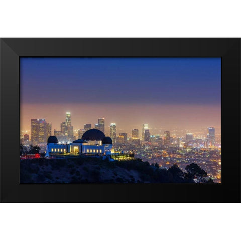 L.A. Skyline with Griffith Observatory Black Modern Wood Framed Art Print by Toby Harriman Visuals