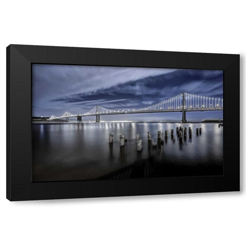 The Bay Lights Black Modern Wood Framed Art Print by Toby Harriman Visuals