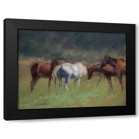 Southern Horses Black Modern Wood Framed Art Print by Tonov, Valtcho