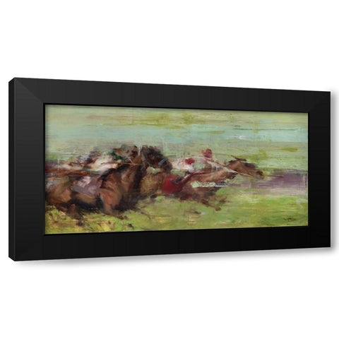 Running Black Modern Wood Framed Art Print by Tonov, Valtcho