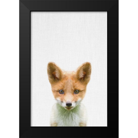 Baby Fox Black Modern Wood Framed Art Print by Tai Prints