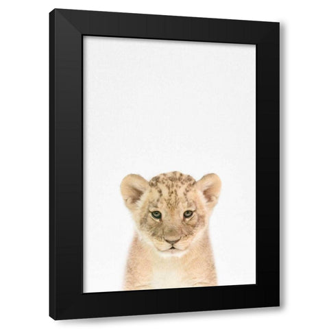 Baby Lion Black Modern Wood Framed Art Print with Double Matting by Tai Prints