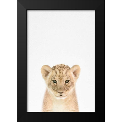 Baby Lion Black Modern Wood Framed Art Print by Tai Prints