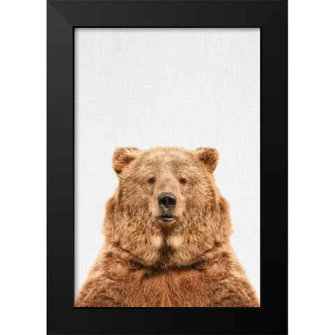 Bear Black Modern Wood Framed Art Print by Tai Prints