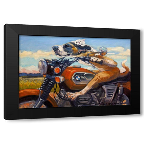 Fast and Furriest Black Modern Wood Framed Art Print with Double Matting by Townsend, Connie R.