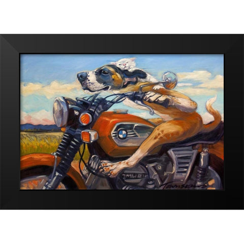Fast and Furriest Black Modern Wood Framed Art Print by Townsend, Connie R.