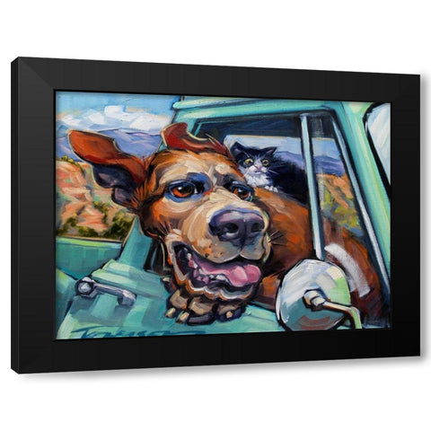 Love Travels Black Modern Wood Framed Art Print with Double Matting by Townsend, Connie R.
