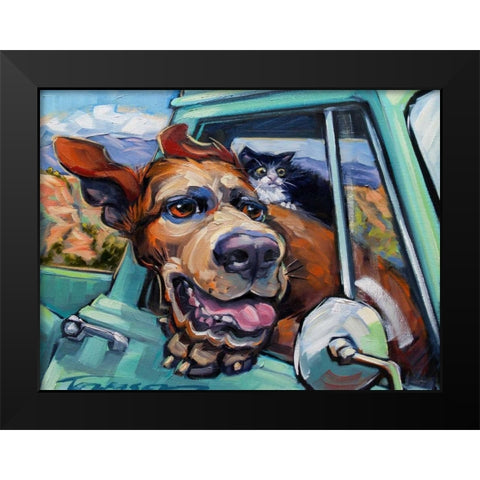 Love Travels Black Modern Wood Framed Art Print by Townsend, Connie R.