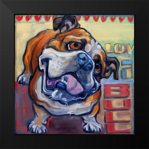 Loveabull Black Modern Wood Framed Art Print by Townsend, Connie R.