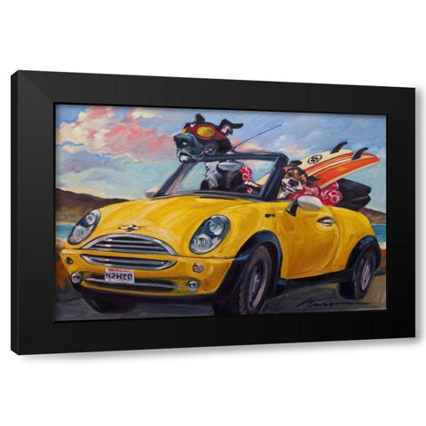 Sunup Surfdogs Black Modern Wood Framed Art Print by Townsend, Connie R.