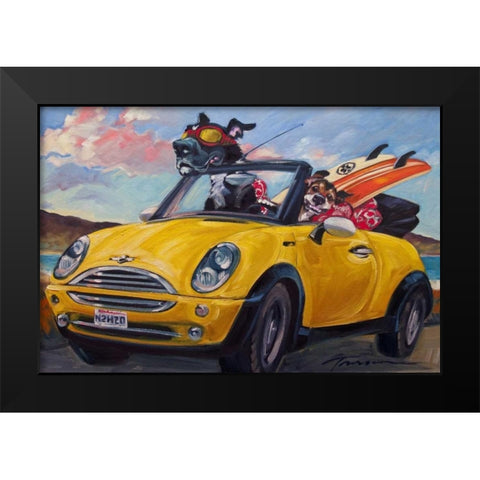 Sunup Surfdogs Black Modern Wood Framed Art Print by Townsend, Connie R.