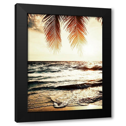 Night Beach Black Modern Wood Framed Art Print with Double Matting by Tai Prints
