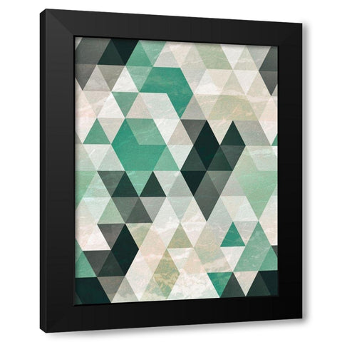 Triangle Pattern Black Modern Wood Framed Art Print by Tai Prints