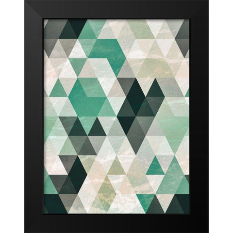 Triangle Pattern Black Modern Wood Framed Art Print by Tai Prints