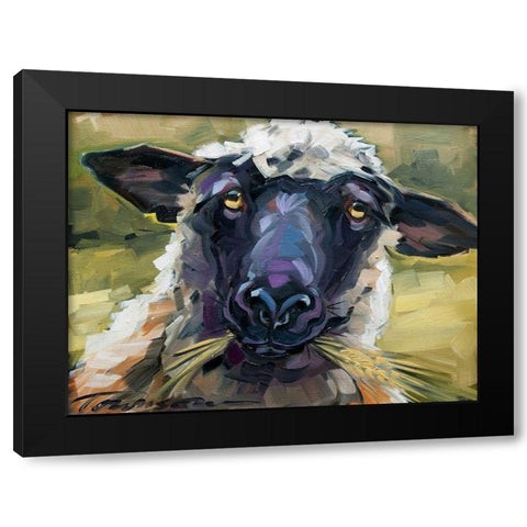 Bless Ewe Black Modern Wood Framed Art Print with Double Matting by Townsend, CR