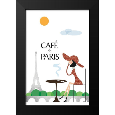 Cafe de Paris Black Modern Wood Framed Art Print by Tomas Design