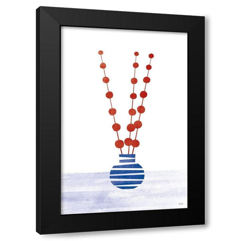 Flowers Black Modern Wood Framed Art Print by Tomas Design