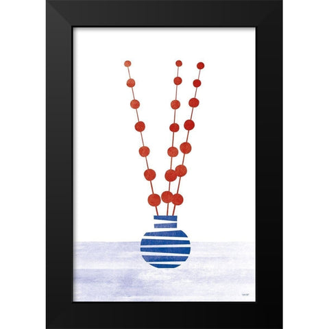 Flowers Black Modern Wood Framed Art Print by Tomas Design