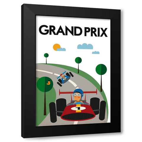 Grand Prix Black Modern Wood Framed Art Print with Double Matting by Tomas Design