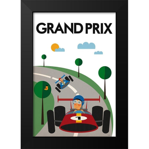 Grand Prix Black Modern Wood Framed Art Print by Tomas Design