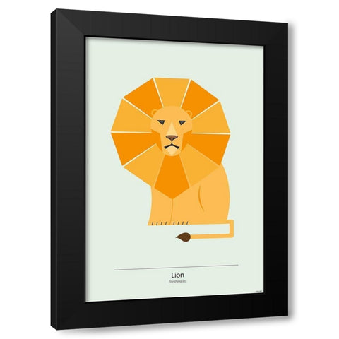 Lion Black Modern Wood Framed Art Print by Tomas Design