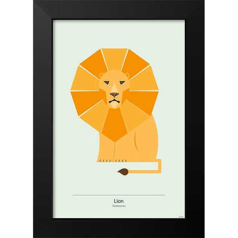 Lion Black Modern Wood Framed Art Print by Tomas Design