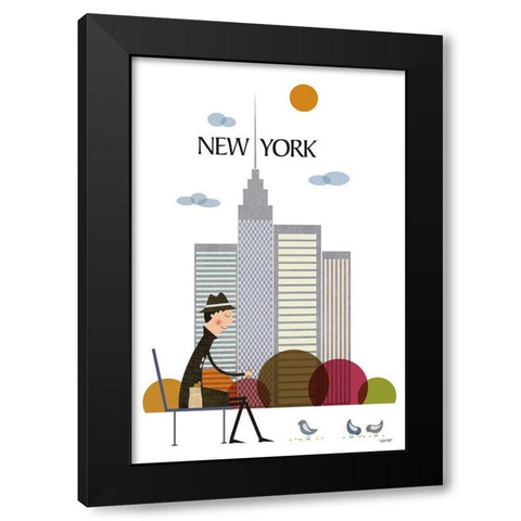 New York Black Modern Wood Framed Art Print with Double Matting by Tomas Design