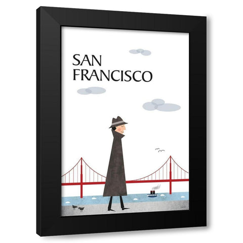 San Francisco Black Modern Wood Framed Art Print with Double Matting by Tomas Design
