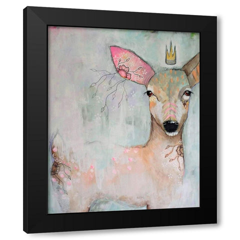 The Woodland Wanderer Black Modern Wood Framed Art Print with Double Matting by The Secret Hermit