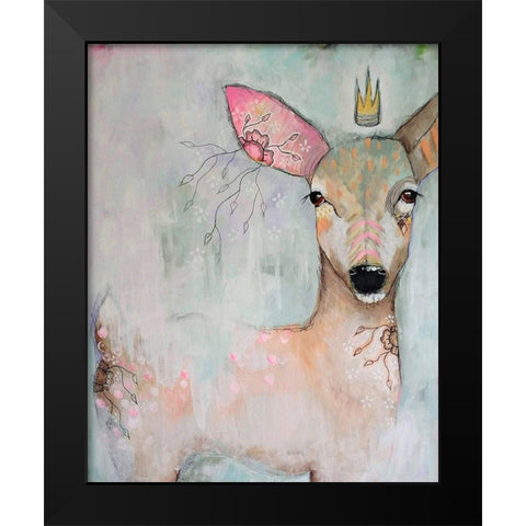 The Woodland Wanderer Black Modern Wood Framed Art Print by The Secret Hermit