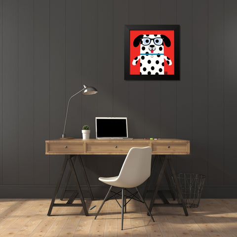 Bow Wow Dalmation Black Modern Wood Framed Art Print by Todd Art