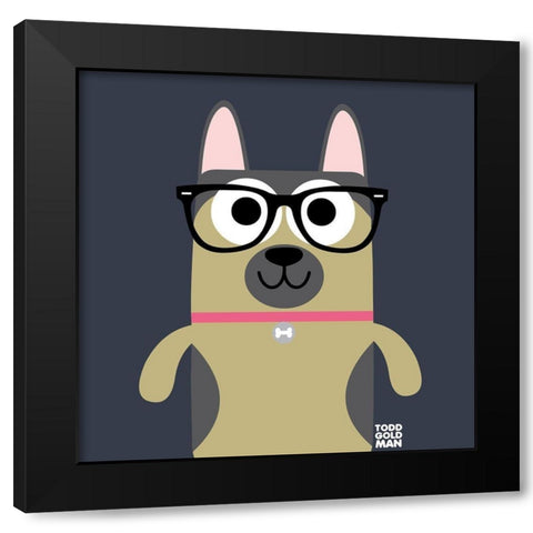 Bow Wow German Shepherd Black Modern Wood Framed Art Print with Double Matting by Todd Art