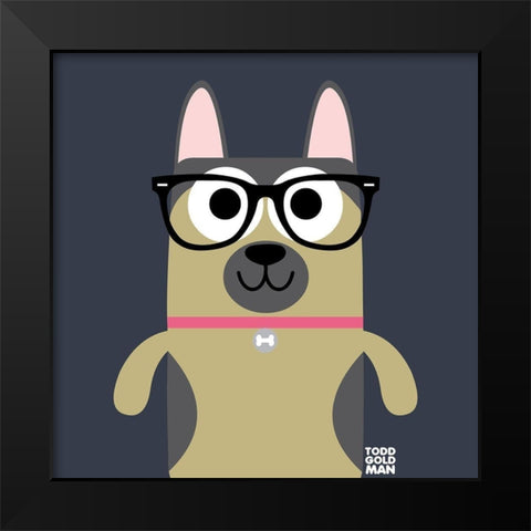 Bow Wow German Shepherd Black Modern Wood Framed Art Print by Todd Art