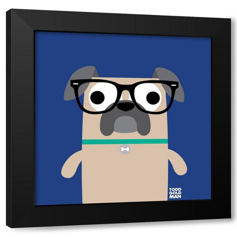 Bow Wow Pug Black Modern Wood Framed Art Print with Double Matting by Todd Art
