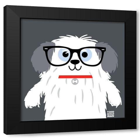 Bow Wow Sheepdog Black Modern Wood Framed Art Print by Todd Art