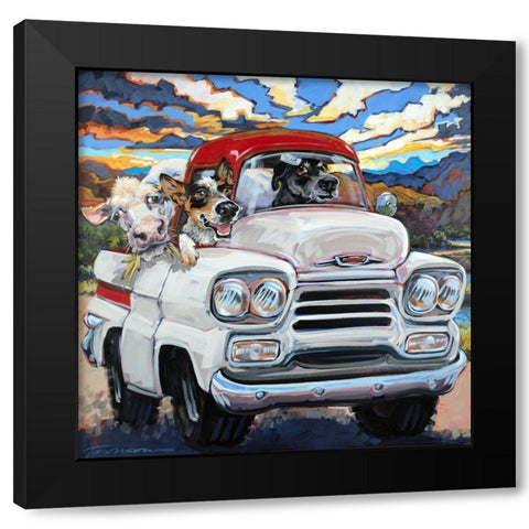Cattle Drive Black Modern Wood Framed Art Print with Double Matting by Townsend, CR